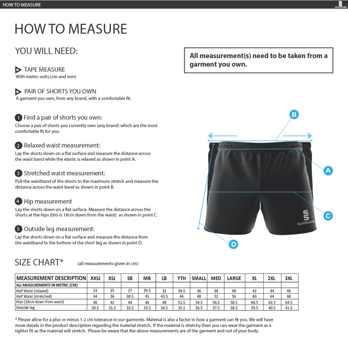 SANDBACH SCHOOL SENIOR RUGBY SHORT - Size Guide