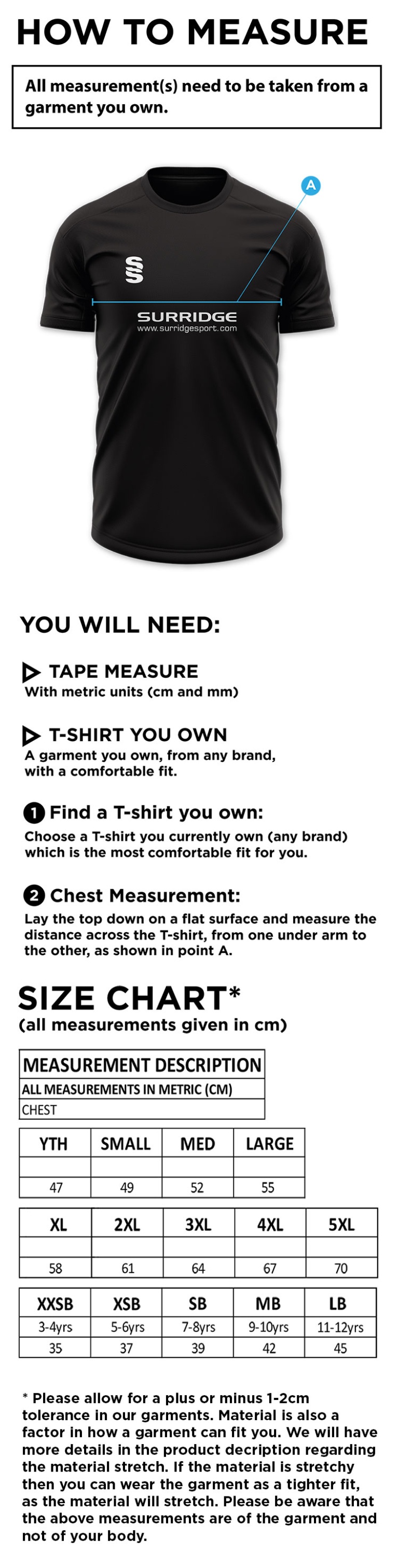 SANDBACH SCHOOL SIXTH FORM ACADEMIC T-SHIRT - Size Guide