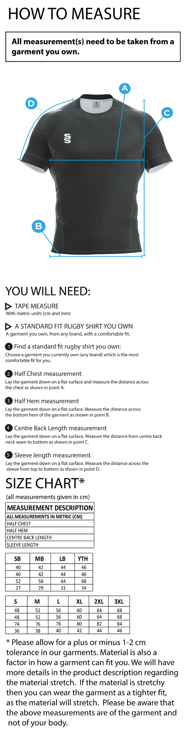 SANDBACH SCHOOL SENIOR GAME SHIRT - Size Guide